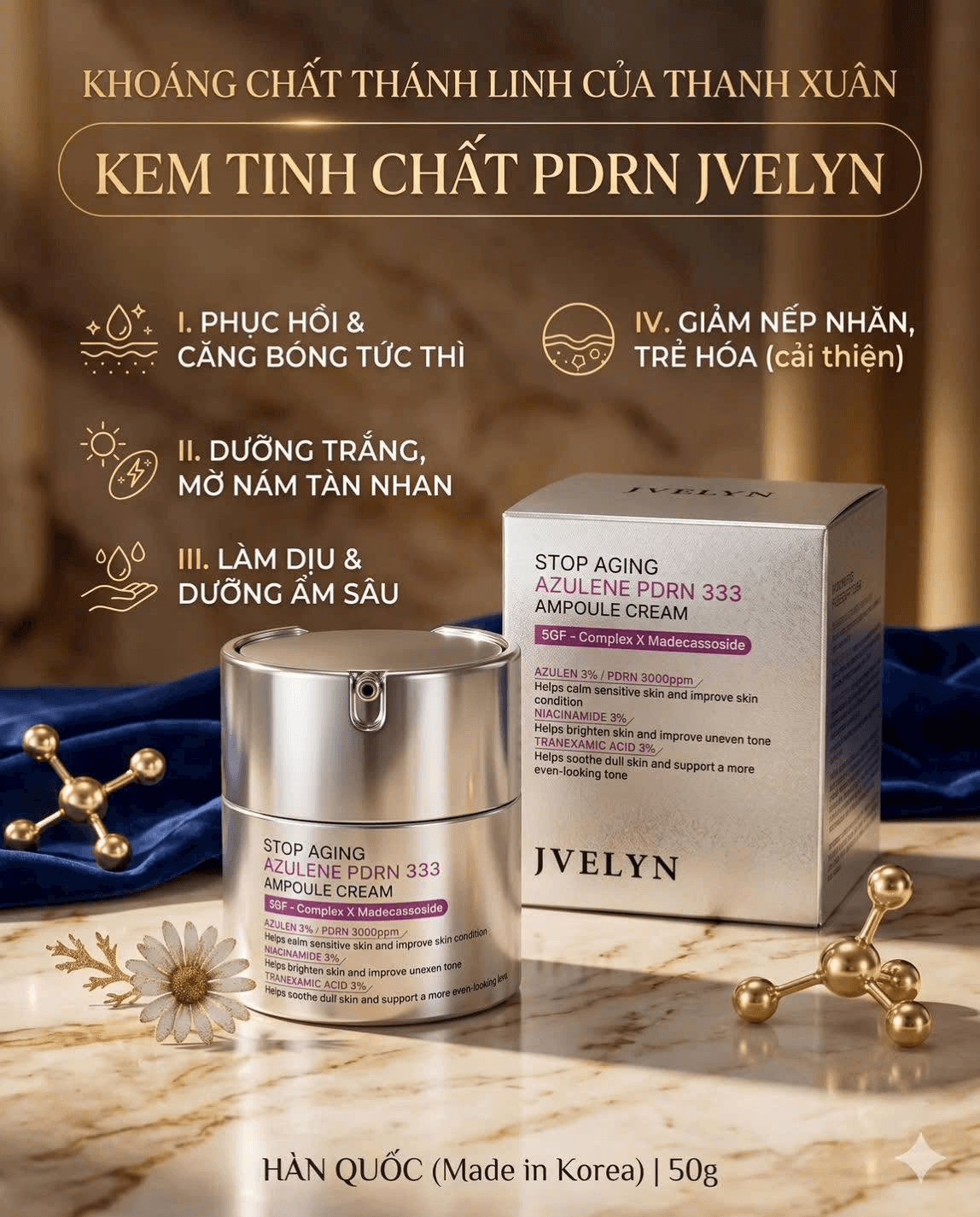 Kem dưỡng Azlulene PDRN 333 Jvelyn 50g